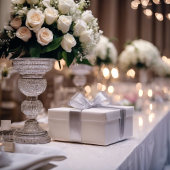 Weddenschap White Damask Stylized Heart & Roos Wra Cadeaupapier