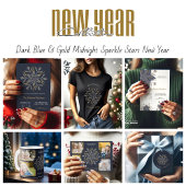 Dark Blue & Gold Midnight Sparkle Stars New Year Koffiemok