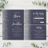 Budget donkerblauw zilveren glitterspare the date (Personaliseer de collectie van deze zelfstandige maker.)