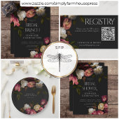 Donker Bourgogne & Cream Pioenrozen Zwart Bruids L Kaart