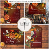 Donker Elegante Zomer Zonsondergang Bloemen Huweli RSVP Kaartje