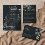 Moody  pioenroos Floral Elegant Gold Wedding Folie Uitnodiging (Personaliseer de collectie van deze zelfstandige maker.)