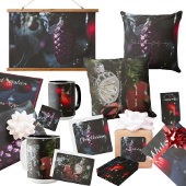 Donkere glamour rode kerst bables en slinger cadeaulabel