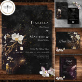 Donker Gothic Zwart & Wit Orchidee Spells Receptie Informatiekaartje