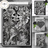 Donker Gothic Zwart & Wit Skelet Paar Bruiloft Kaart