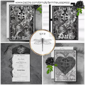 Gothic Zwart & Wit Skelet Paar Geen Diner All In One Uitnodiging