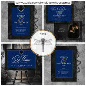 Donker Gotisch Zwart Bloemen Satijn Damast Blauw H Kaart