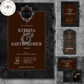 Donker Gotische Zwarte Bloemen Satijn Damask Brown Save The Date