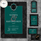 Donker Gotische Zwarte Bloemen Satijn Damask Blauw Kaart