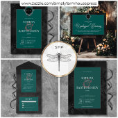 Donker Gotische Zwarte Bloemen Satijn Damask Blauw Bedankkaart