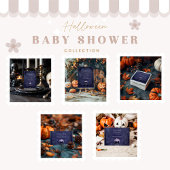 Donkergotische Paarse Halloween Baby shower Kaart
