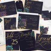 Donker Gotisch Roos Glitter Bruiloft Kaart