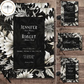 Donker Gotisch Zwart & Wit Bloemen Damast Save The Date