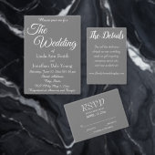 Donkergrijs eenvoudige stijl bruiloft kaart (Personaliseer de collectie van deze zelfstandige maker.)
