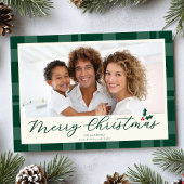 Dark Green Plaid Merry Christmas Script Snijplank