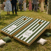 Dark Green Stripes Wedding Kaart