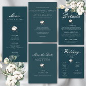 Modern en stijlvol katoenen groen bruiloft program