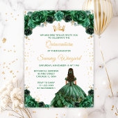 Donkergroene prinses Floral Quinceañera Programma