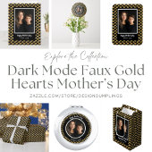 Black Faux Gold Foil Hearts Moederdag Wijn Etiket