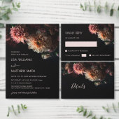 Dark Moody Flowers Chrysanthemum Wedding Menu (Personaliseer de collectie van deze zelfstandige maker.)