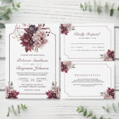 Dusty Pink Burgundy Floral Frame QR Code Wedding (Personaliseer de collectie van deze zelfstandige maker.)