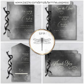 Donker Moody Midnight Zwart Mist Bruiloft Details Informatiekaartje