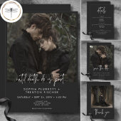 Donker humeurig minimaal bruiloft diner RSVP kaartje