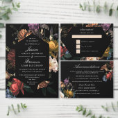 Dark Moody Romantic Floral Dutch Painterly Foil All In One Uitnodiging (Personaliseer de collectie van deze zelfstandige maker.)