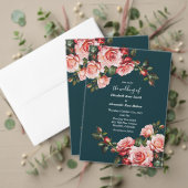 Dark moody pink and red roses teal wedding servet (Personaliseer deze collectie van deze onafhankelijke maker. Test)
