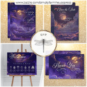 Donker Moody Paarse & Gouden Moonlit Wolken Bruilo Save The Date