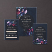 Donker Moody Bloemen Zwart Mauve Trouwen Wishing W Informatiekaartje (Personaliseer de collectie van deze zelfstandige maker.)