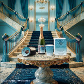 Turquoise Blauwe Glitter Moderne Gradiënt Retourad Etiket