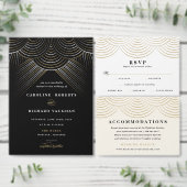 Art Deco Gouden Slingerlichten Trouw Uitnodiging (Personaliseer de collectie van deze zelfstandige maker.)