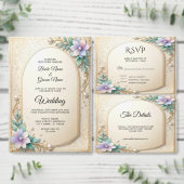 Decorative Floral Frame with Pearls Table Number Kaart (Personaliseer de collectie van deze zelfstandige maker.)