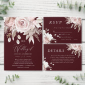 Modern Trendy Deep Burgundy Blush Wedding Program (Personaliseer de collectie van deze zelfstandige maker.)
