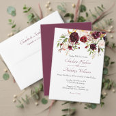 Deep Burgundy Floral Wedding Kaart (Personaliseer deze collectie van deze onafhankelijke maker. Test)