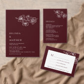 Deep Burgundy Floral Line Art Etiket (Personaliseer de collectie van deze zelfstandige maker.)