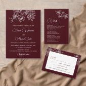 Deep Burgundy White Floral | Wedding Seating Chart Poster (Personaliseer de collectie van deze zelfstandige maker.)