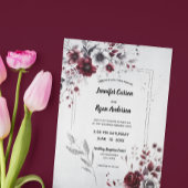 Deep Bourgogne Zilvergrijs Waterverf Bloemen Custo Servet