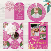 Snowflake Berry Bling Elegant Foto Kerst Ornament Kaart