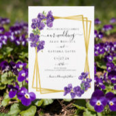 Diepe Paarse viooltjes bruiloft uitnodiging