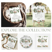 Avontuur Woodland Mushroom Fern Baby Jongen Douche Ronde Sticker