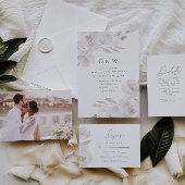 Delicate Neutrale Bloemen en Bladgroen Bruiloft Rs RSVP Kaartje