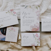 Mooie Roze Bloemige Quinceanera 15 Jaar All In One Uitnodiging