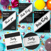 Elegante moderne zwart-wit chique verjaardag bedankkaart