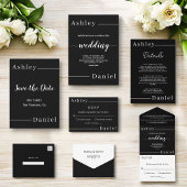 Moderne eenvoudige zwart-wit delicate bruiloft kaart