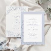 Delicate Blue Floral Wedding Kaart