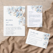 Blauwe Goud Bloem | Trouwen Etiket (Personaliseer de collectie van deze zelfstandige maker.)