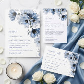 Delicate Blauwe Bloemen Bruiloft Kaart