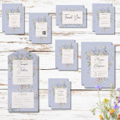 Delicate Boho Wildflower Periwinkle Bruiloft RSVP Kaartje
